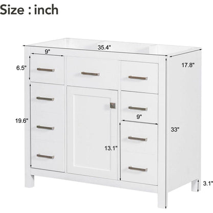 [Cabinet Only] 36" White Bathroom Vanity(Sink not included)