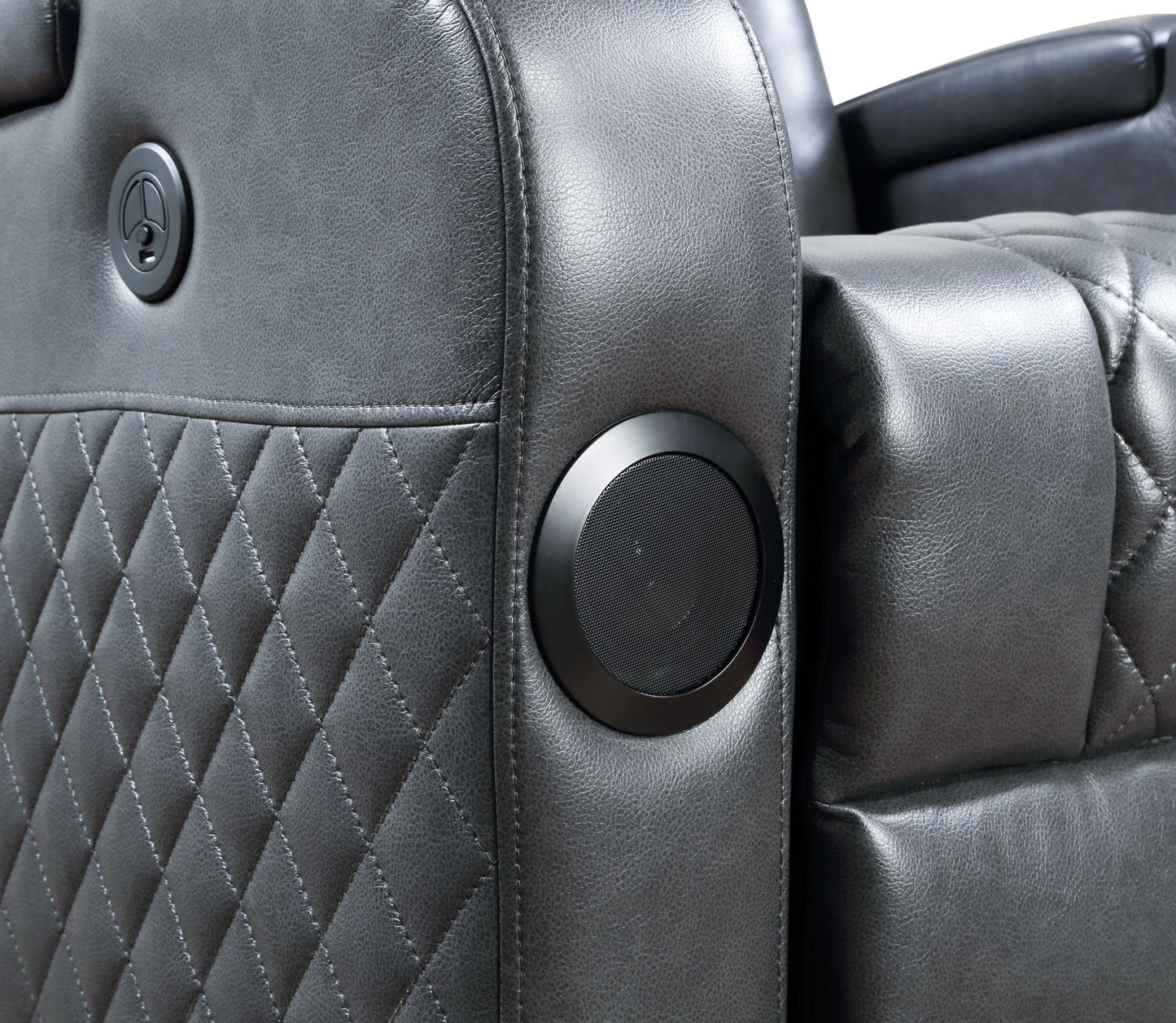 Alair Power Motion Recliner w/Bluetooth Speaker & Cooling Cup Holder, Dark Gray Leather Aire