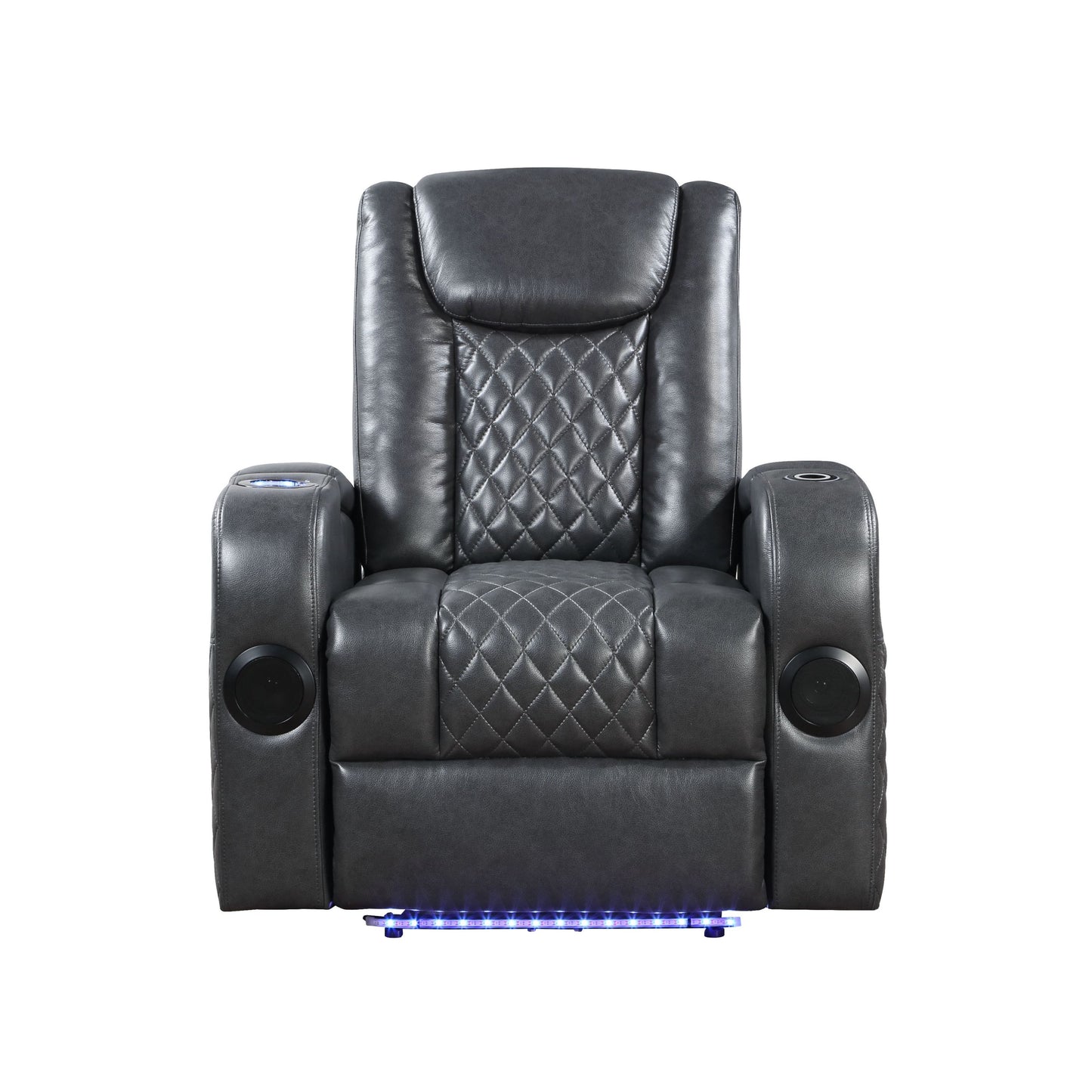 Alair Power Motion Recliner w/Bluetooth Speaker & Cooling Cup Holder, Dark Gray Leather Aire