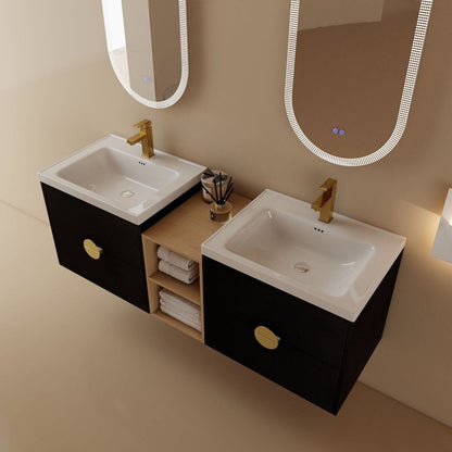 60 Inch Wall-Mounted Bathroom Vanity With Sink, and A Small Storage Shelves (KD-Packing)BVC07660BCT