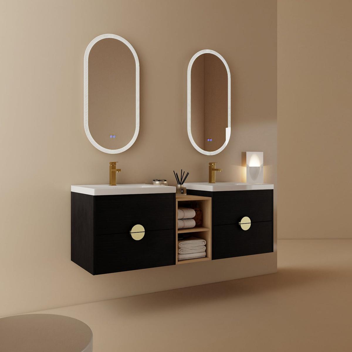 60 Inch Wall-Mounted Bathroom Vanity With Sink, and A Small Storage Shelves (KD-Packing)BVC07660BCT