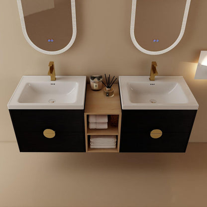 60 Inch Wall-Mounted Bathroom Vanity With Sink, and A Small Storage Shelves (KD-Packing)BVC07660BCT