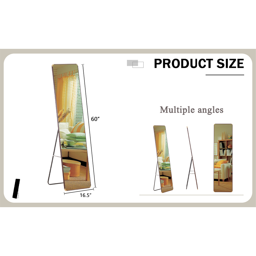 The 4th generation floor standing full-length mirror. wall mirror, bathroom makeup mirror, bedroom foyer, clothing store, wall mounted. 60 "x 16.5"