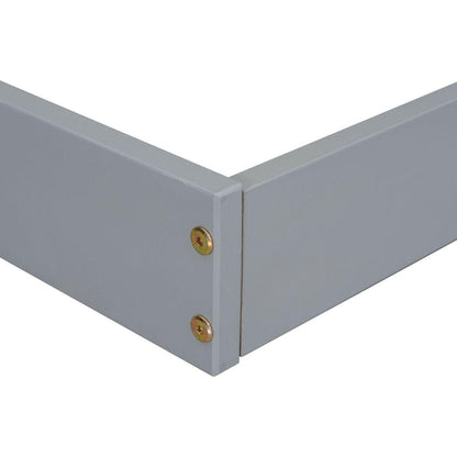 Twin House-shaped Roof Headboard Floor Bed,,(without slats),Grey