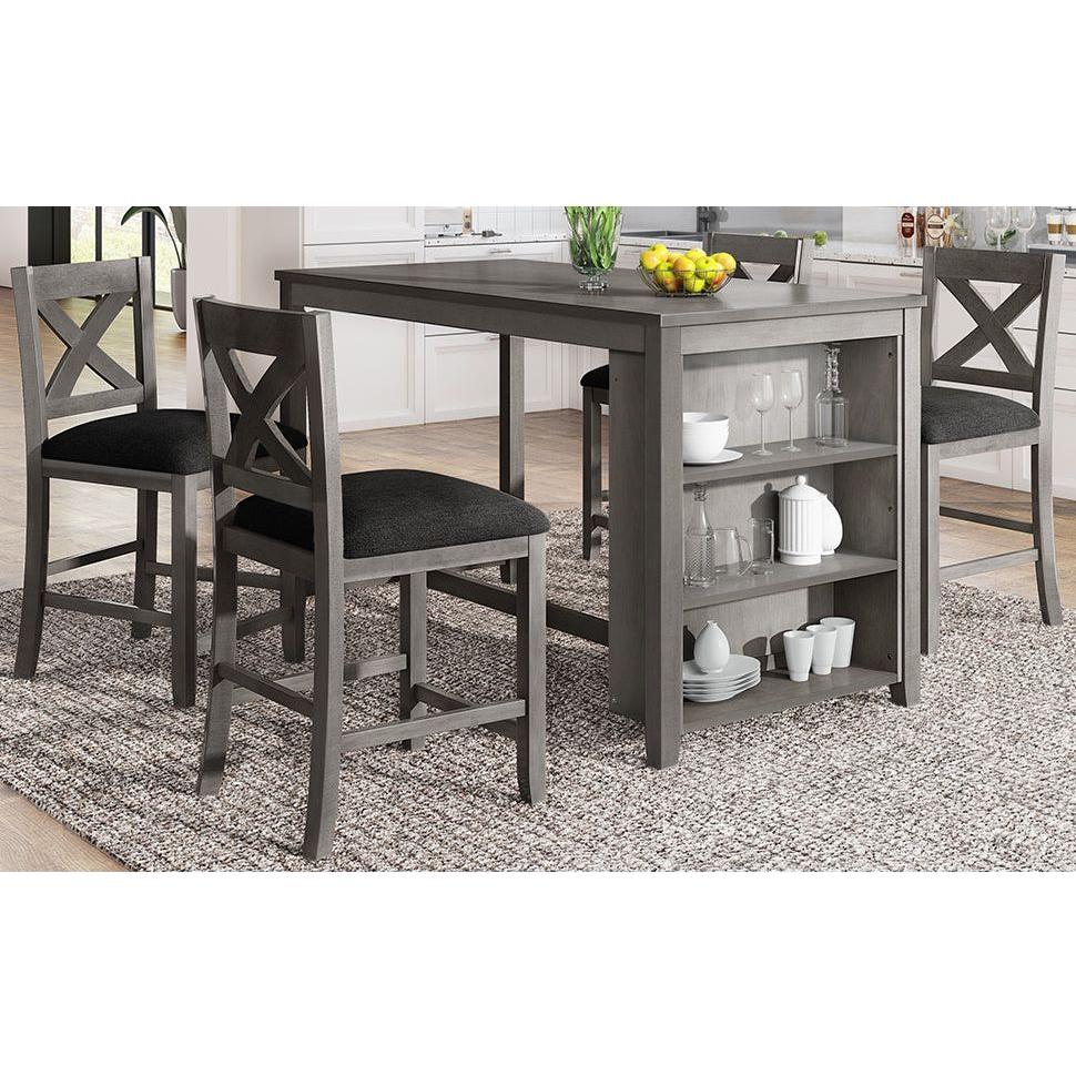 5 Pieces Counter Height Rustic Farmhouse Dining Room Wooden Bar Table Set with 4 Chairs, Gray