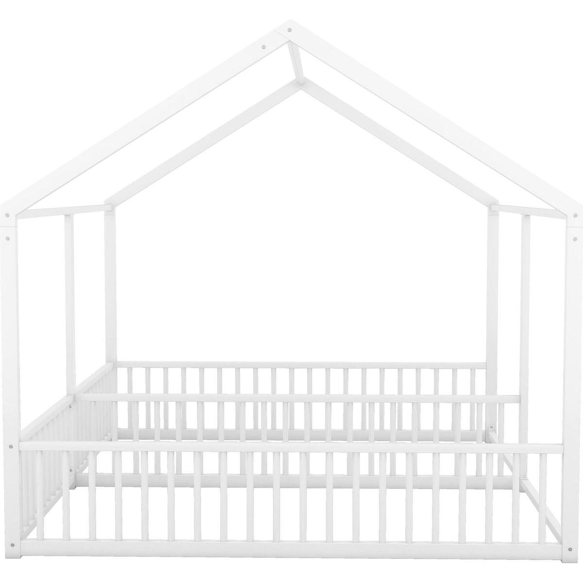 Metal Twin Size House Platform Beds, Two Shared Beds, White