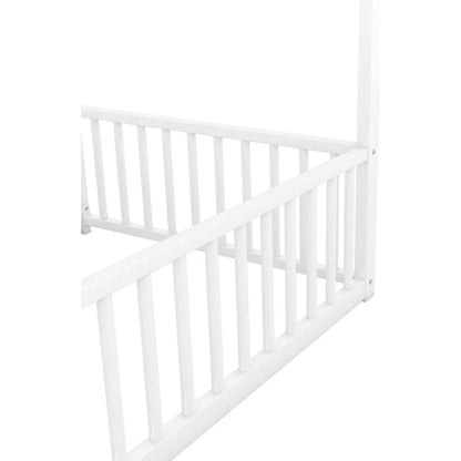 Metal Twin Size House Platform Beds, Two Shared Beds, White