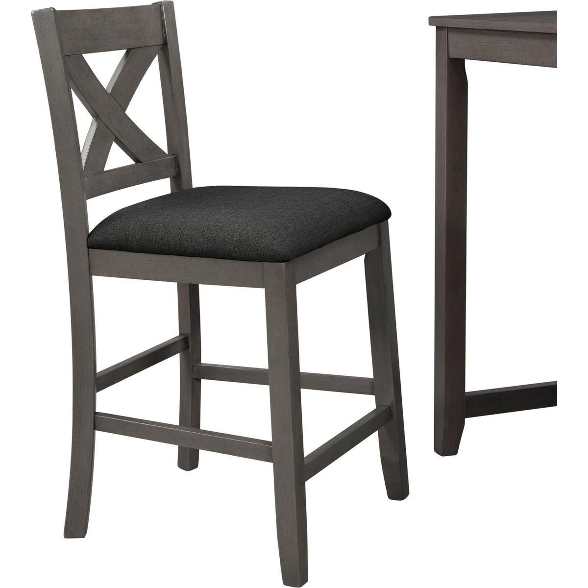 5 Pieces Counter Height Rustic Farmhouse Dining Room Wooden Bar Table Set with 4 Chairs, Gray