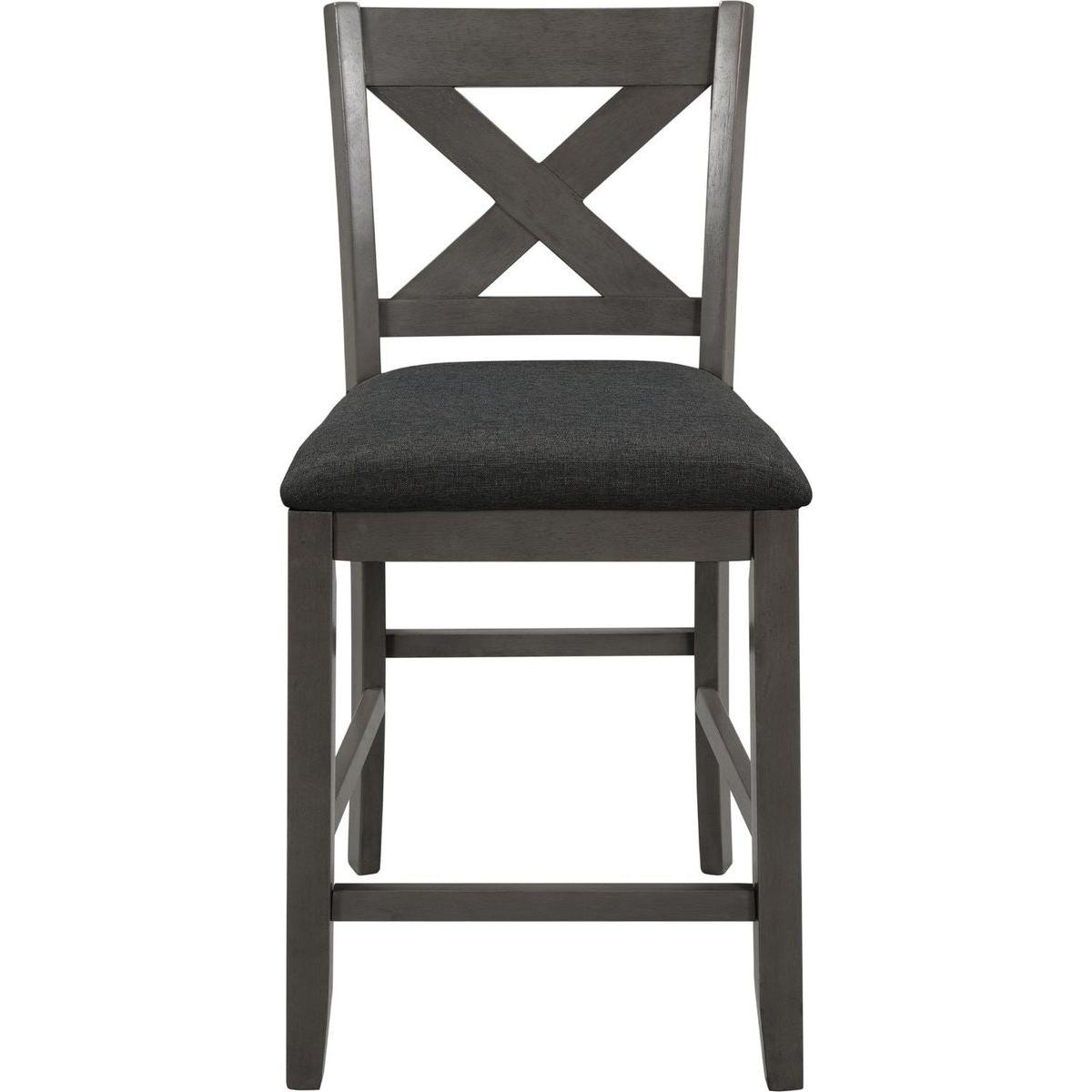 5 Pieces Counter Height Rustic Farmhouse Dining Room Wooden Bar Table Set with 4 Chairs, Gray