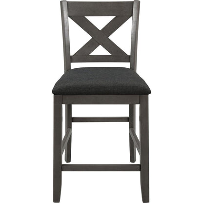 5 Pieces Counter Height Rustic Farmhouse Dining Room Wooden Bar Table Set with 4 Chairs, Gray