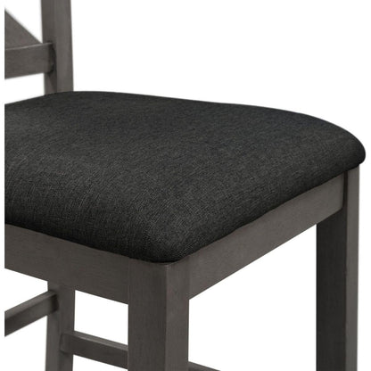 5 Pieces Counter Height Rustic Farmhouse Dining Room Wooden Bar Table Set with 4 Chairs, Gray