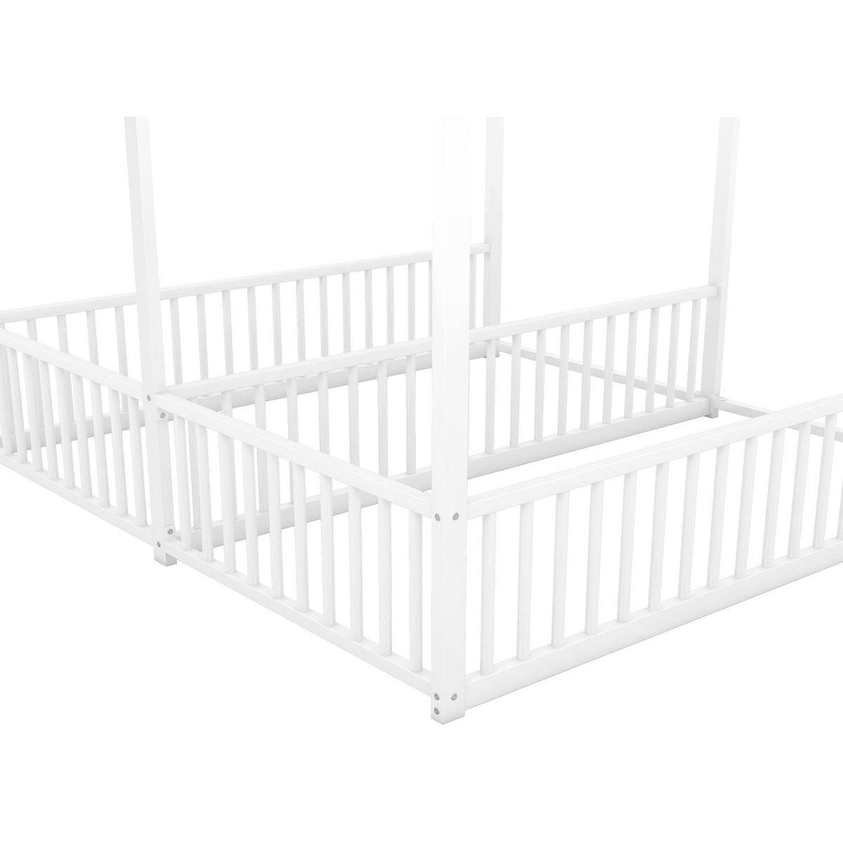 Metal Twin Size House Platform Beds, Two Shared Beds, White