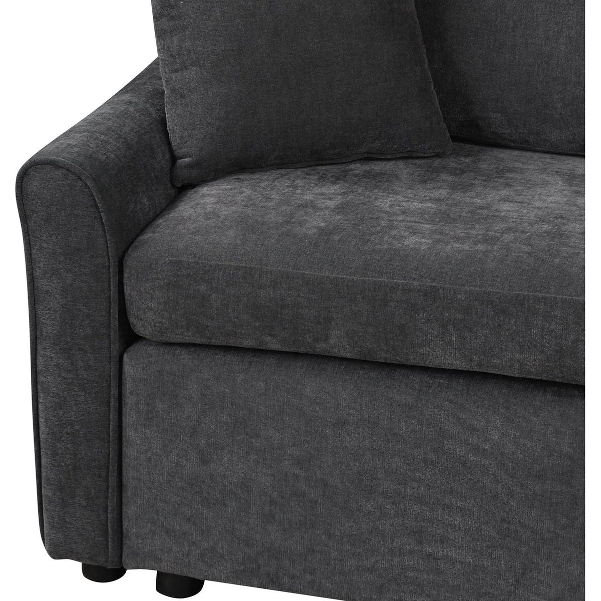 124.8"L-shaped Sofa Convertible Sofa Bed Pull Out Sofa Sleeper with Two Back Pillows, Two USB Ports and Two Power Sockets for Living Room, Gray