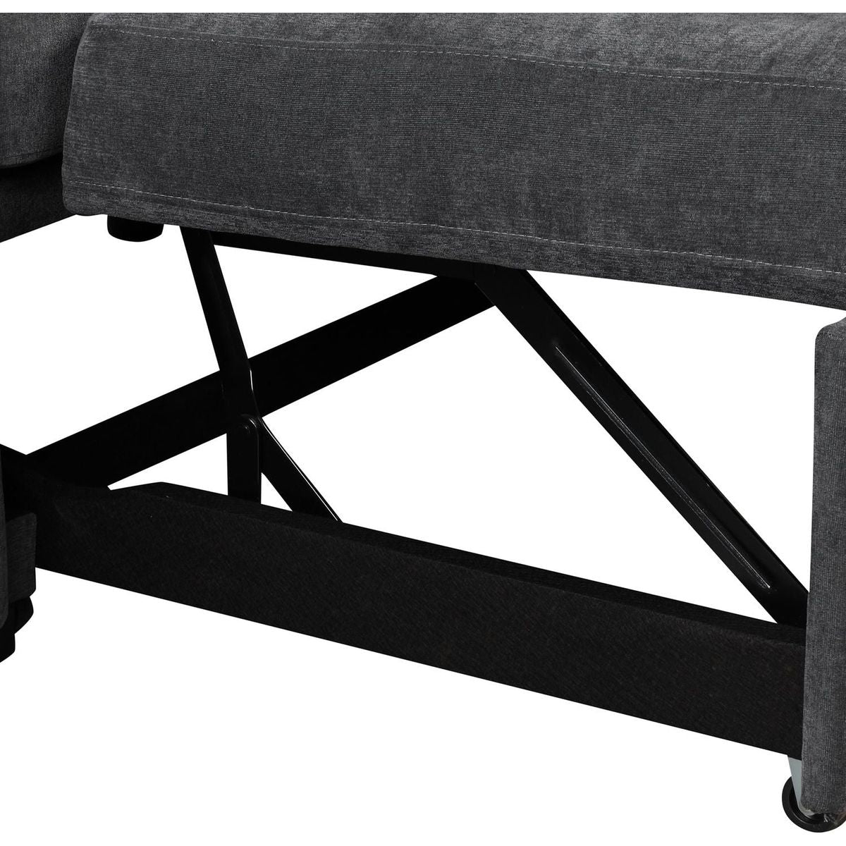 124.8"L-shaped Sofa Convertible Sofa Bed Pull Out Sofa Sleeper with Two Back Pillows, Two USB Ports and Two Power Sockets for Living Room, Gray