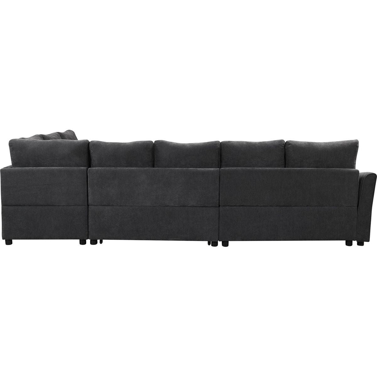 124.8"L-shaped Sofa Convertible Sofa Bed Pull Out Sofa Sleeper with Two Back Pillows, Two USB Ports and Two Power Sockets for Living Room, Gray