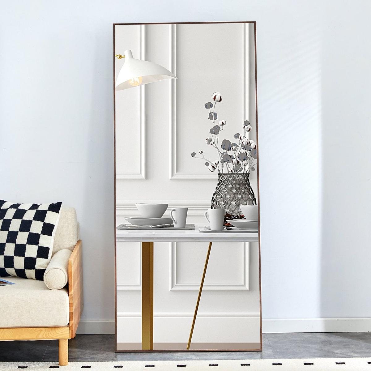 Fourth generation solid wood frame long mirror, dressing mirror, bedroom foyer, decorative mirror, clothing store, floor to ceiling mirror, wall mounted. 71 "x 31.4"