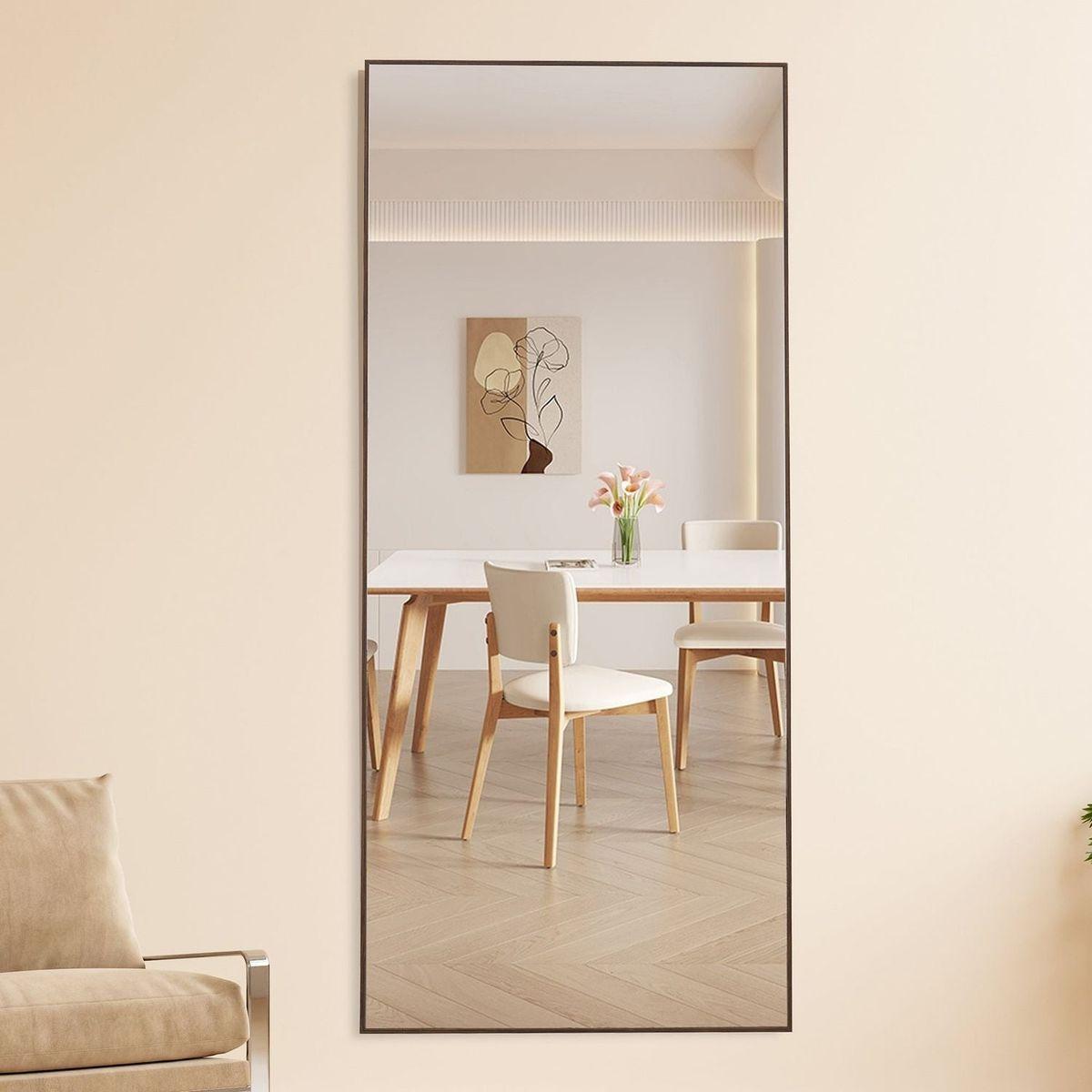 Fourth generation solid wood frame long mirror, dressing mirror, bedroom foyer, decorative mirror, clothing store, floor to ceiling mirror, wall mounted. 71 "x 31.4"