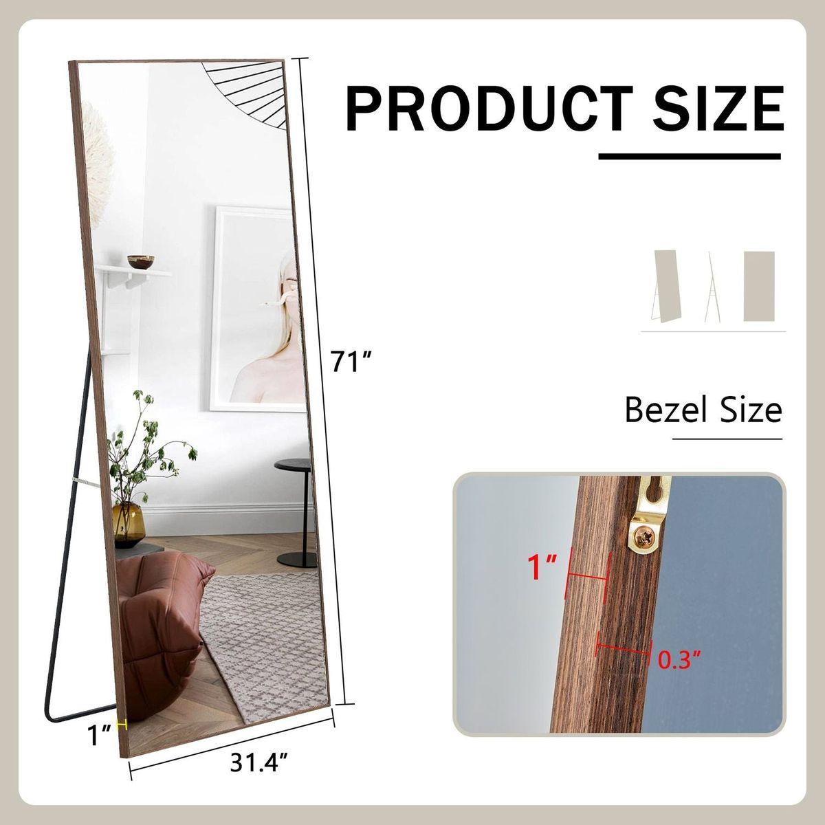 Fourth generation solid wood frame long mirror, dressing mirror, bedroom foyer, decorative mirror, clothing store, floor to ceiling mirror, wall mounted. 71 "x 31.4"