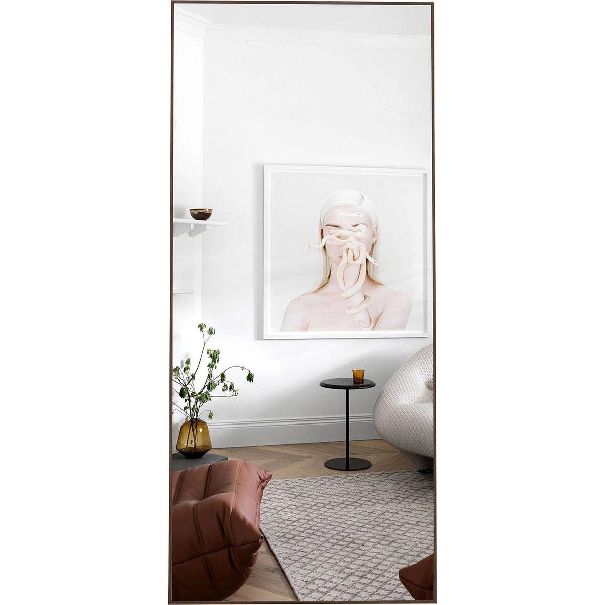 Fourth generation solid wood frame long mirror, dressing mirror, bedroom foyer, decorative mirror, clothing store, floor to ceiling mirror, wall mounted. 71 "x 31.4"