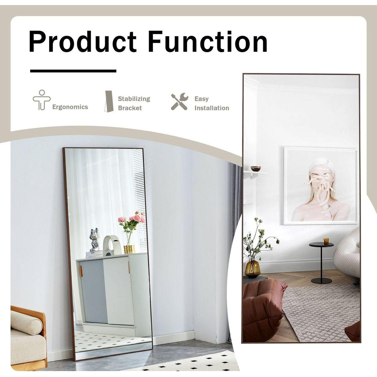 Fourth generation solid wood frame long mirror, dressing mirror, bedroom foyer, decorative mirror, clothing store, floor to ceiling mirror, wall mounted. 71 "x 31.4"