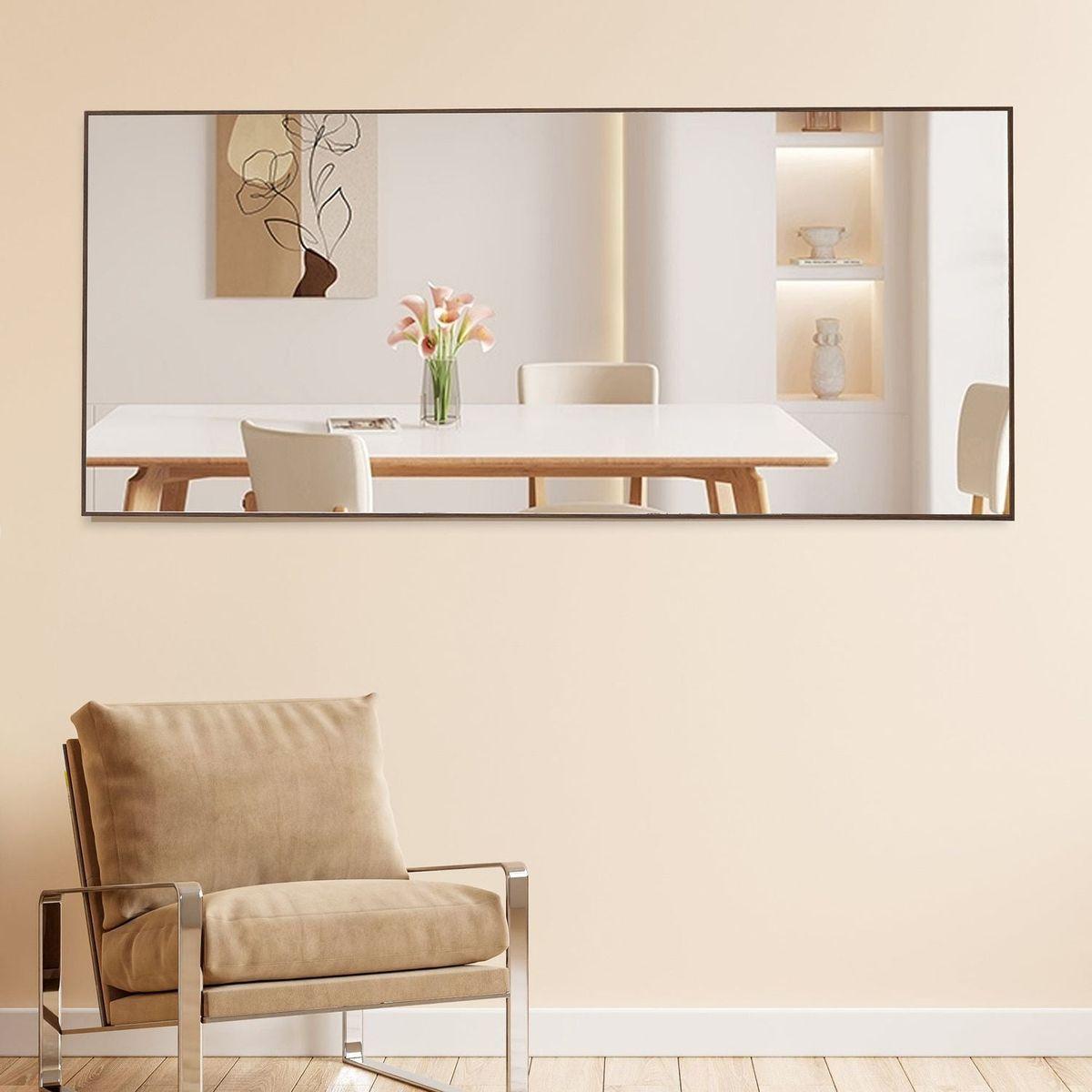 Fourth generation solid wood frame long mirror, dressing mirror, bedroom foyer, decorative mirror, clothing store, floor to ceiling mirror, wall mounted. 71 "x 31.4"