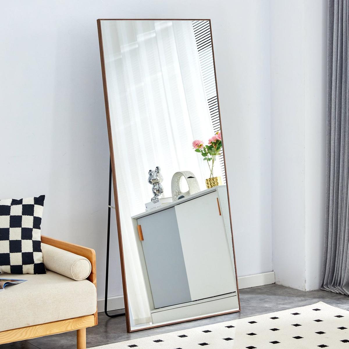 Fourth generation solid wood frame long mirror, dressing mirror, bedroom foyer, decorative mirror, clothing store, floor to ceiling mirror, wall mounted. 71 "x 31.4"