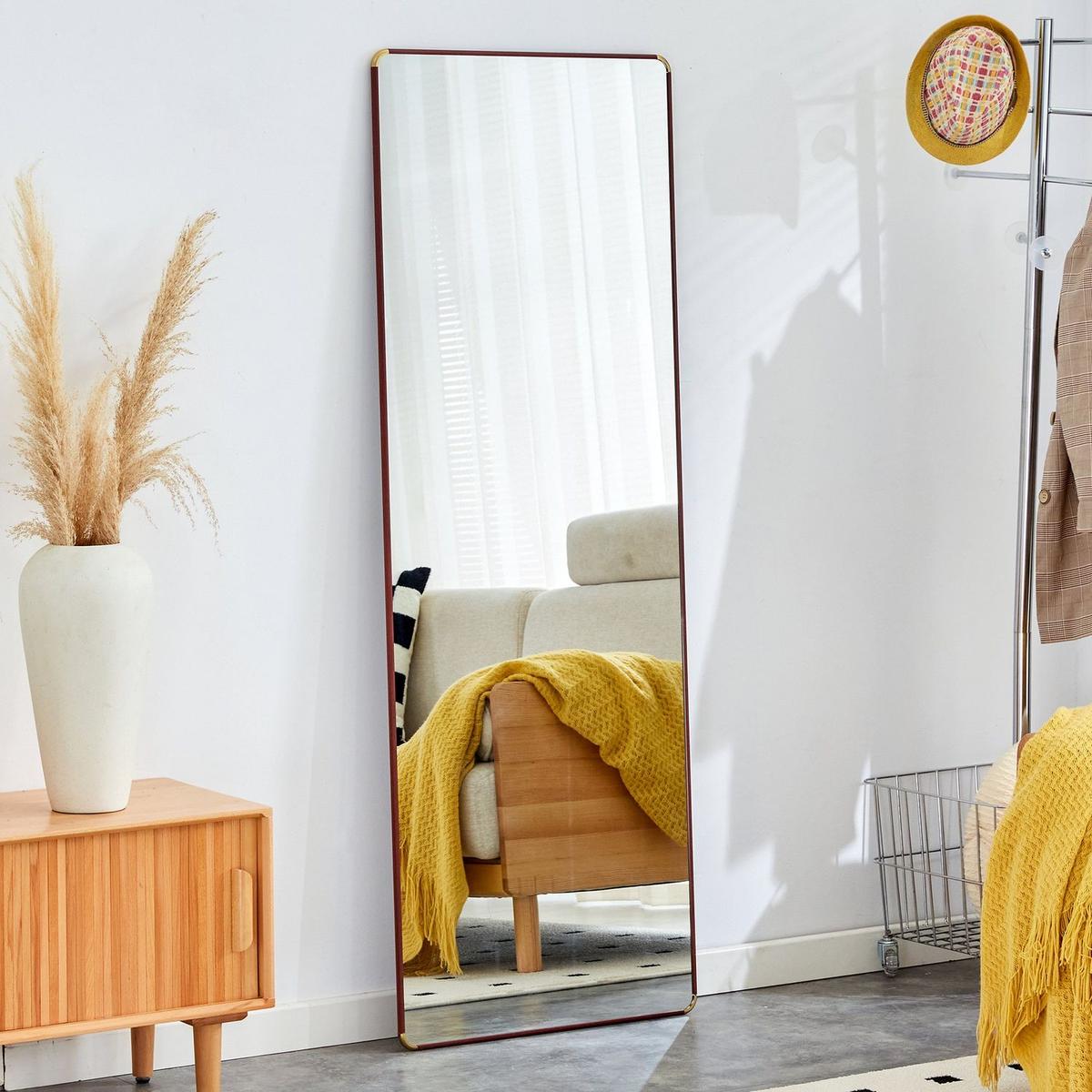 The 4th generation floor standing full-length mirror. wall mirror, bathroom makeup mirror, bedroom foyer, clothing store, wall mounted. 65 "x 23.2"