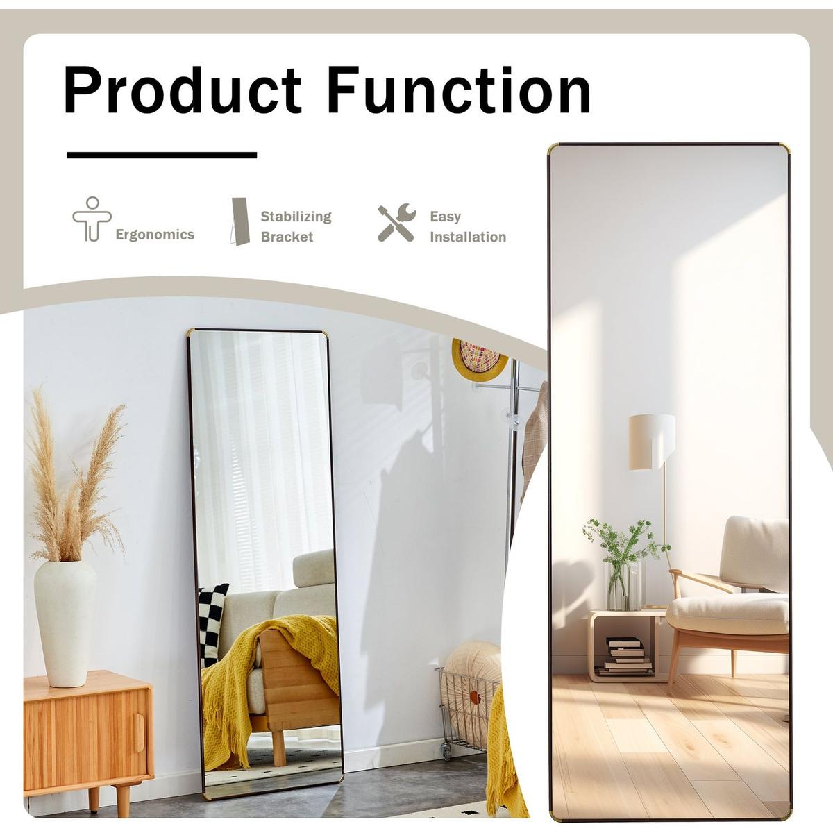 The 4th generation floor standing full-length mirror. wall mirror, bathroom makeup mirror, bedroom foyer, clothing store, wall mounted. 65 "x 23.2"