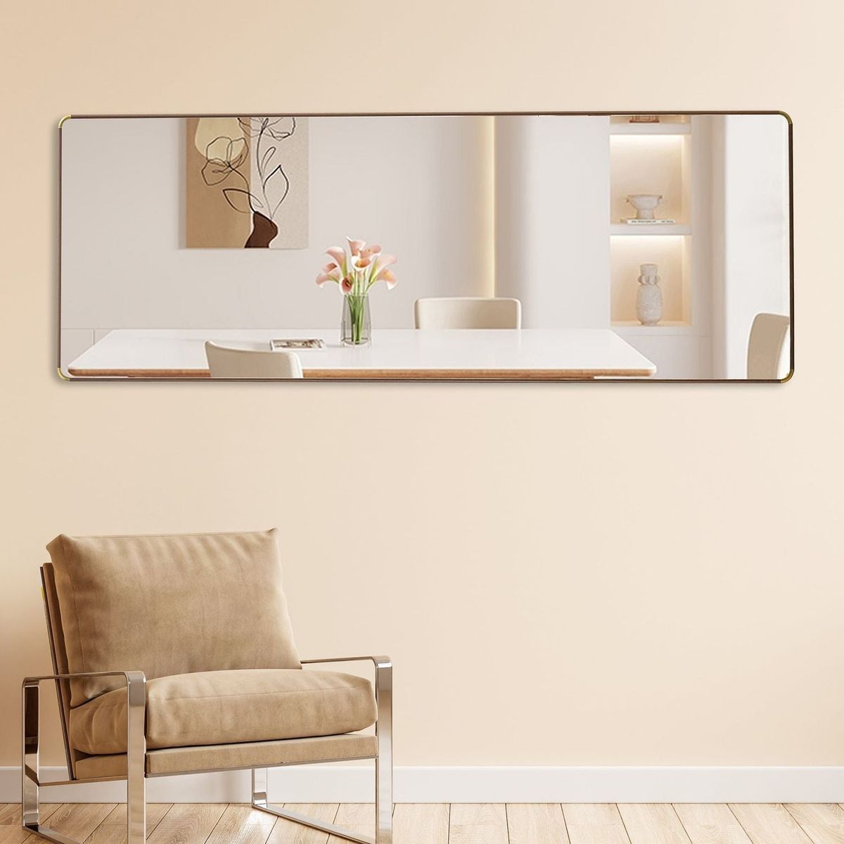 The 4th generation floor standing full-length mirror. wall mirror, bathroom makeup mirror, bedroom foyer, clothing store, wall mounted. 65 "x 23.2"