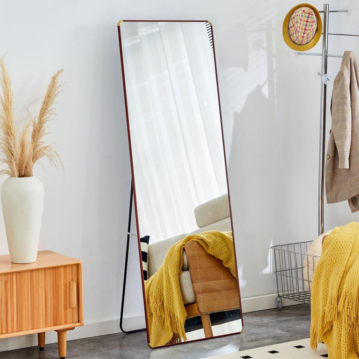 The 4th generation floor standing full-length mirror. wall mirror, bathroom makeup mirror, bedroom foyer, clothing store, wall mounted. 65 "x 23.2"