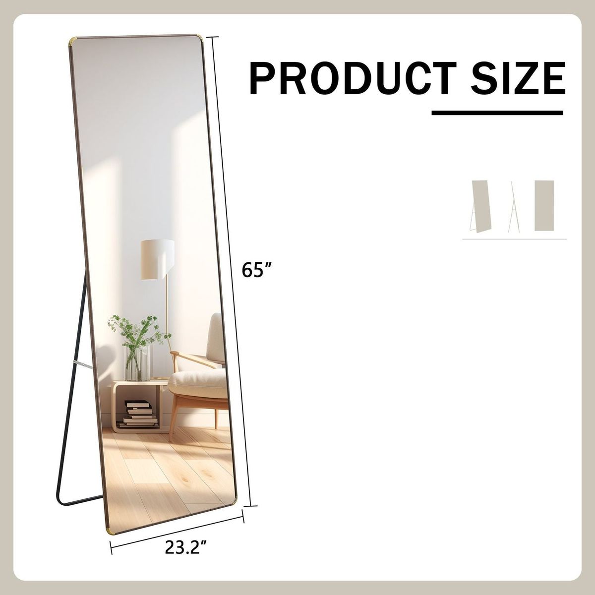 The 4th generation floor standing full-length mirror. wall mirror, bathroom makeup mirror, bedroom foyer, clothing store, wall mounted. 65 "x 23.2"