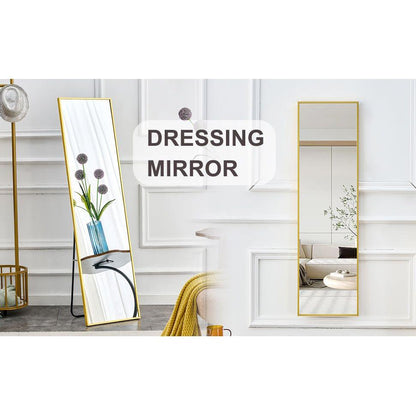 The 4rd generation aluminum alloy metal frame wall mounted full body mirror, bathroom makeup mirror, bedroom entrance, decorative mirror, quality upgrade, 48 "x 13.8"