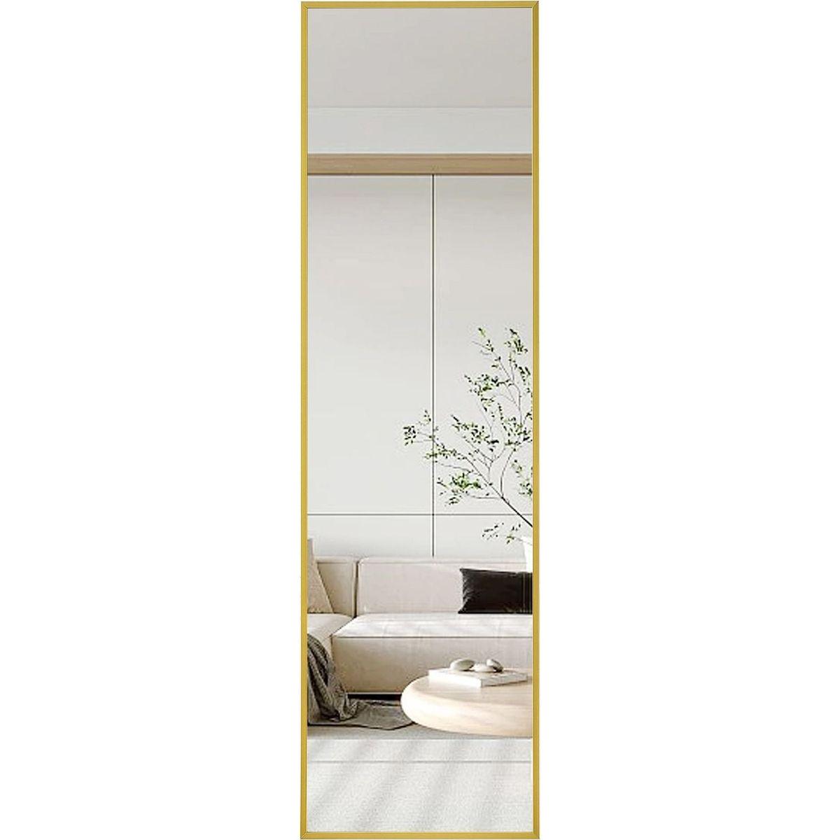 The 4rd generation aluminum alloy metal frame wall mounted full body mirror, bathroom makeup mirror, bedroom entrance, decorative mirror, quality upgrade, 48 "x 13.8"