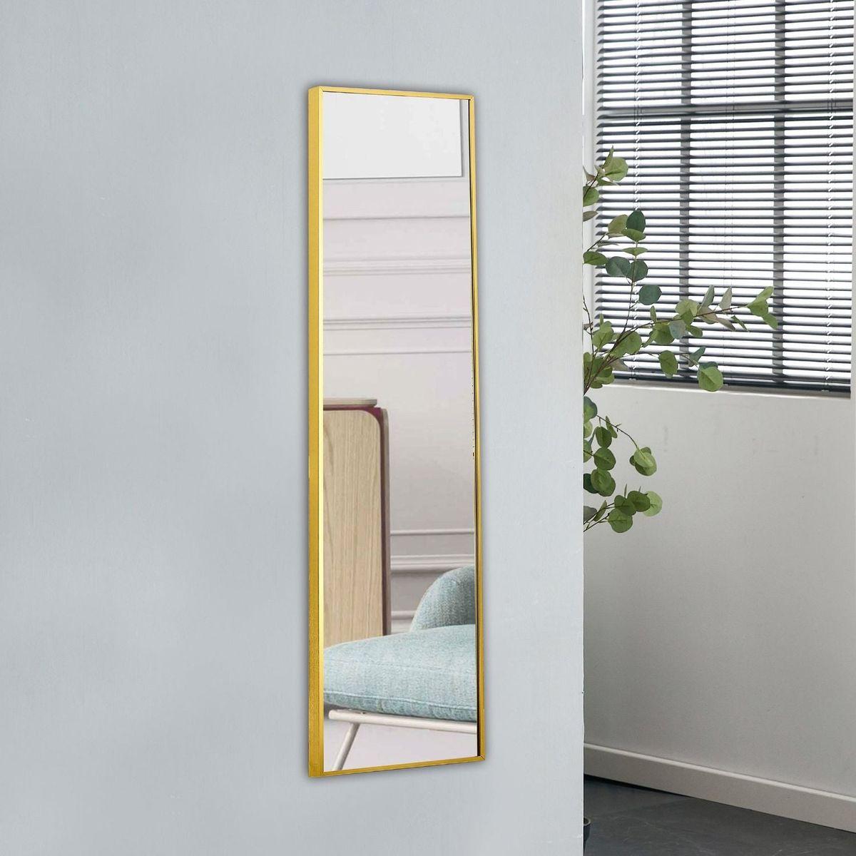 The 4rd generation aluminum alloy metal frame wall mounted full body mirror, bathroom makeup mirror, bedroom entrance, decorative mirror, quality upgrade, 48 "x 13.8"