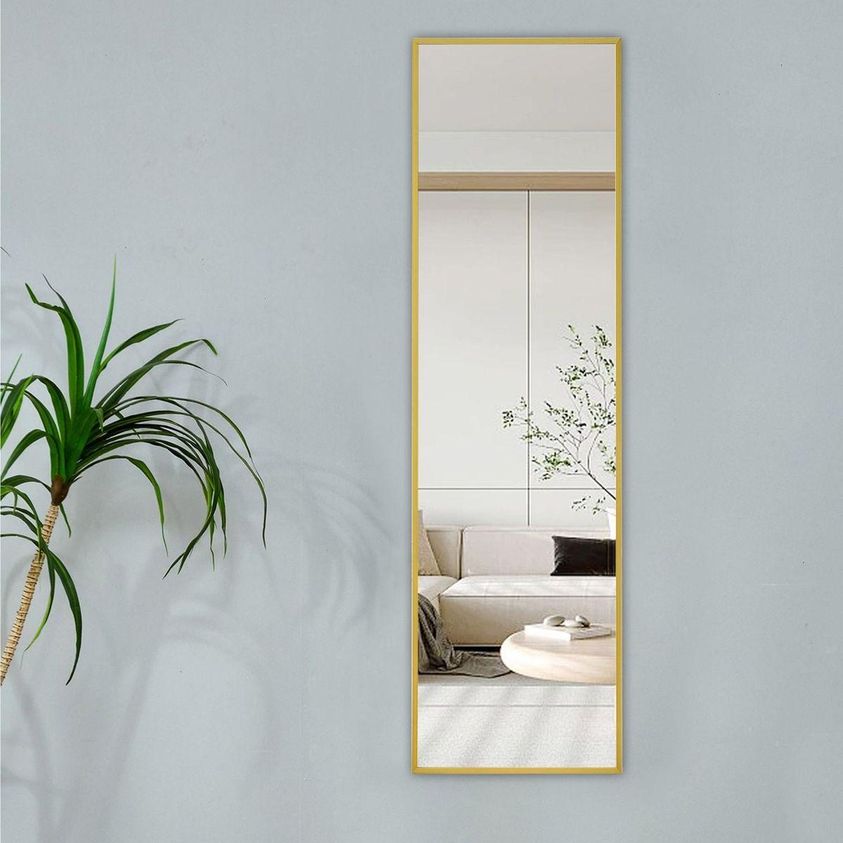 The 4rd generation aluminum alloy metal frame wall mounted full body mirror, bathroom makeup mirror, bedroom entrance, decorative mirror, quality upgrade, 48 "x 13.8"