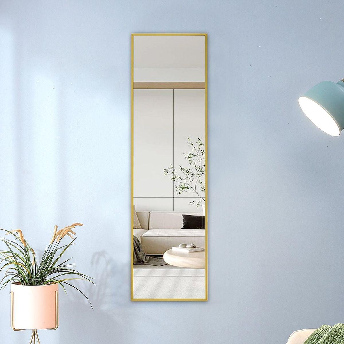 The 4rd generation aluminum alloy metal frame wall mounted full body mirror, bathroom makeup mirror, bedroom entrance, decorative mirror, quality upgrade, 48 "x 13.8"