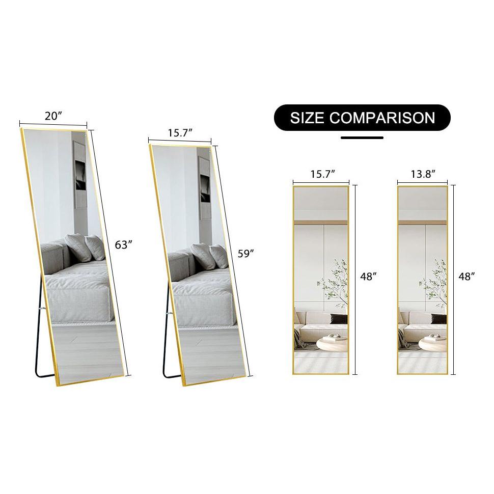 The 4rd generation aluminum alloy metal frame wall mounted full body mirror, bathroom makeup mirror, bedroom entrance, decorative mirror, quality upgrade, 48 "x 13.8"