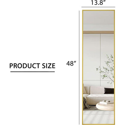 The 4rd generation aluminum alloy metal frame wall mounted full body mirror, bathroom makeup mirror, bedroom entrance, decorative mirror, quality upgrade, 48 "x 13.8"