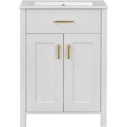 24"Bathroom Vanity Combo with Ceramic sink, Luxurious Space-Saving Vanity - W24"xD18"xH34"inch, 2 Soft-Close Doors