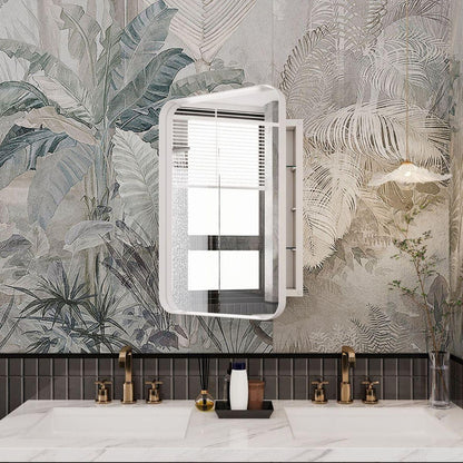 16x24 Inch Recessed White Metal Framed Medicine Cabinet with Mirror and Adjustable Shelves Black Wall Mirror with Storage for Bathroom