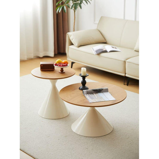 ROUND COFFEE TABLE WHITE+WOOD