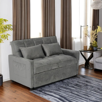 Plush Velvet Two Seater Sofa Bed with Storage, Multi-Functional Livingroom Sofa Bed, Ultimate Comfort & Convenience Small Space Sleeper Sofa With USB Charge