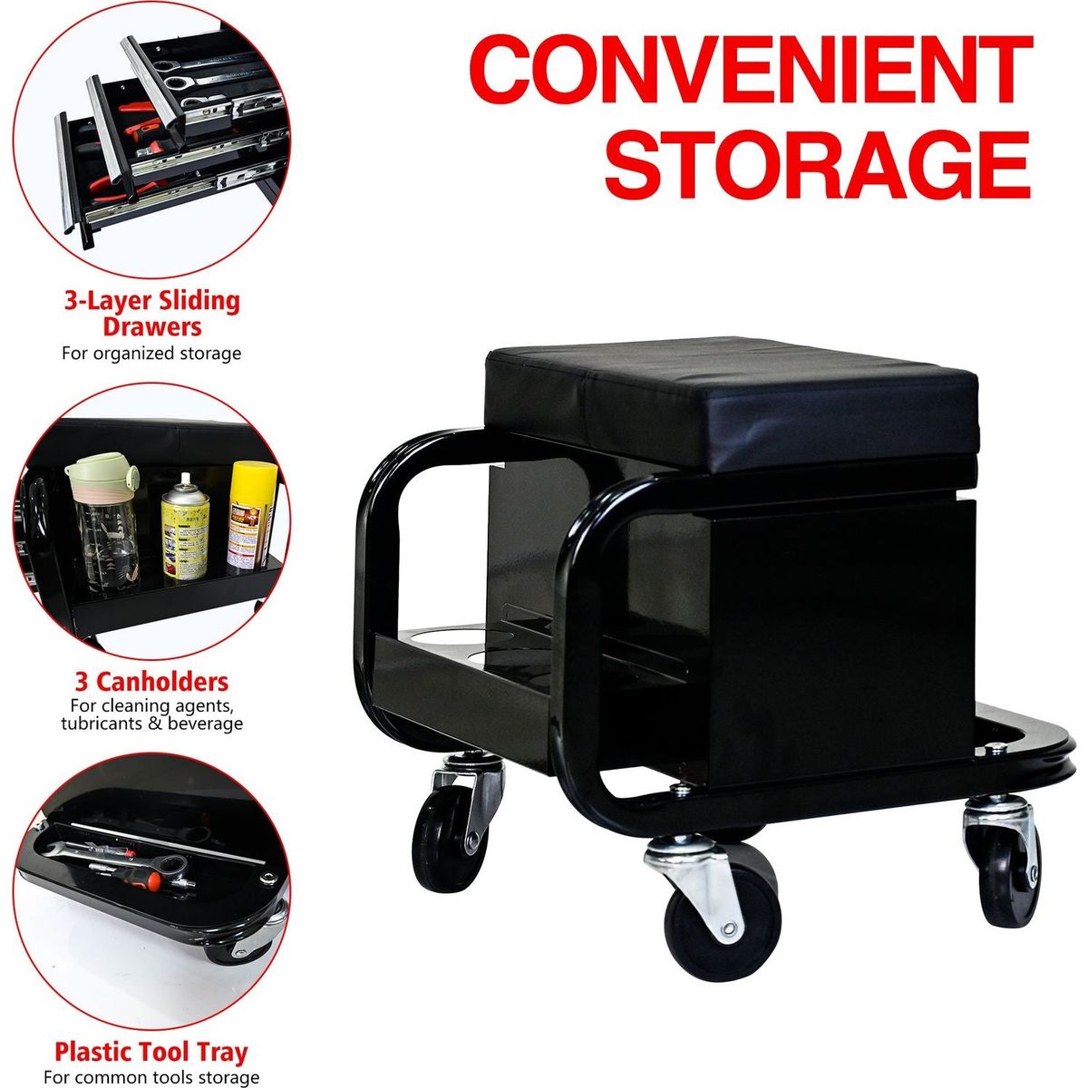 Heavy Duty Workshop Bench - Rolling Bench For Garages And Workshops With 360 Degree Swivel Wheels - Ideal Mechanical Bench or Workshop Bench