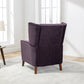 Mid Century Chenille Wingback Recliner Chair, Button Tufted Design Pushback Recliner Chair with Armrest and Solid Wood Legs, for Bedroom Living Room, Purple