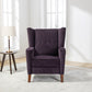 Mid Century Chenille Wingback Recliner Chair, Button Tufted Design Pushback Recliner Chair with Armrest and Solid Wood Legs, for Bedroom Living Room, Purple