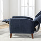 Mid Century Chenille Wingback Recliner Chair, Button Tufted Design Pushback Recliner Chair with Armrest and Solid Wood Legs, for Bedroom Living Room, Navy Blue