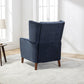 Mid Century Chenille Wingback Recliner Chair, Button Tufted Design Pushback Recliner Chair with Armrest and Solid Wood Legs, for Bedroom Living Room, Navy Blue