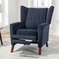 Mid Century Chenille Wingback Recliner Chair, Button Tufted Design Pushback Recliner Chair with Armrest and Solid Wood Legs, for Bedroom Living Room, Navy Blue