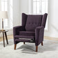 Mid Century Chenille Wingback Recliner Chair, Button Tufted Design Pushback Recliner Chair with Armrest and Solid Wood Legs, for Bedroom Living Room, Purple