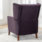 Mid Century Chenille Wingback Recliner Chair, Button Tufted Design Pushback Recliner Chair with Armrest and Solid Wood Legs, for Bedroom Living Room, Purple